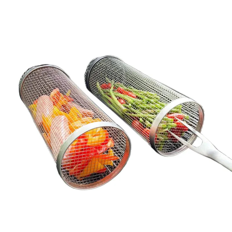 Roestvrijstalen Grillmand voor Groenten, Vlees en Zeevruchten op de BBQ