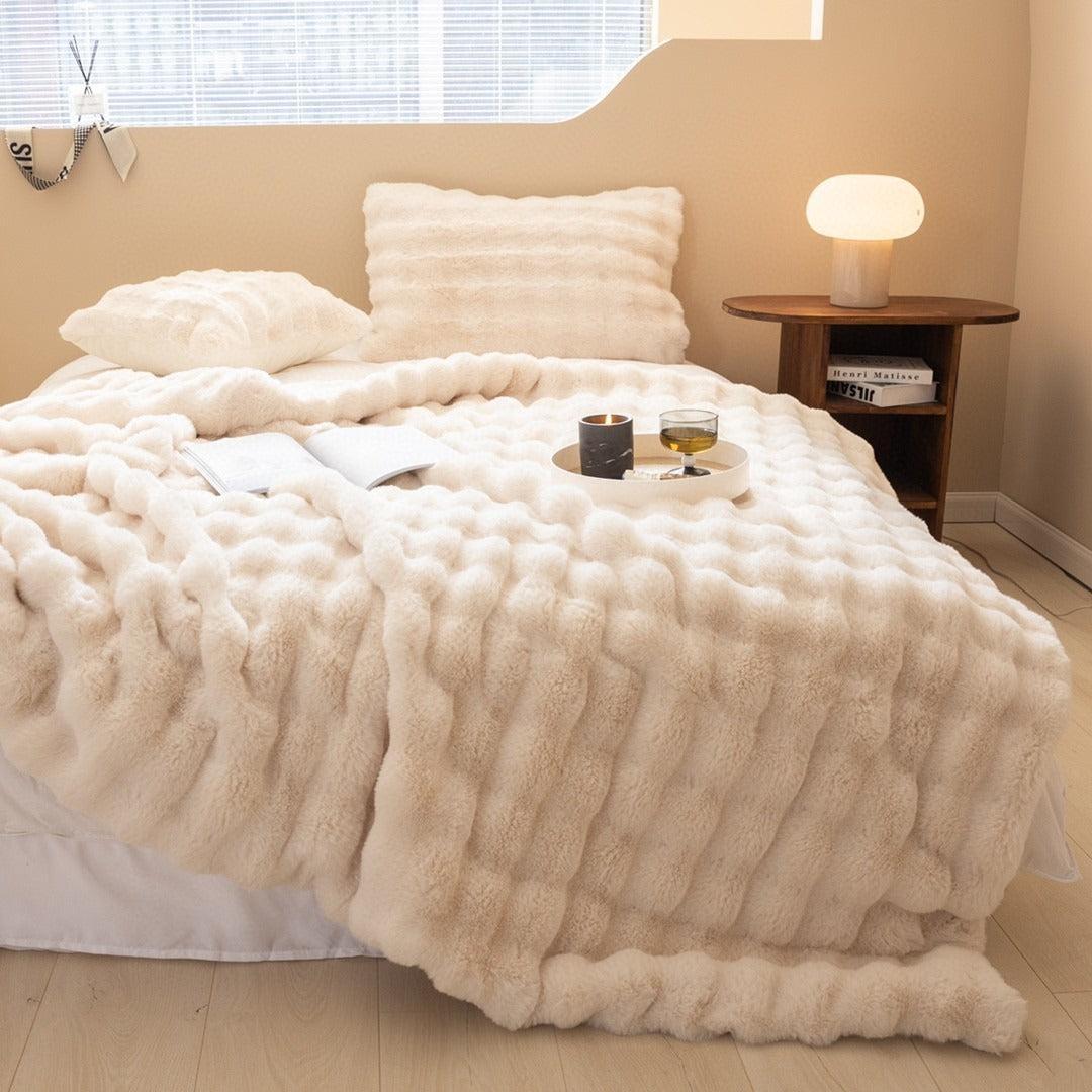 Gewichtsdeken faux fur met chunky knit – ultrazacht en warm