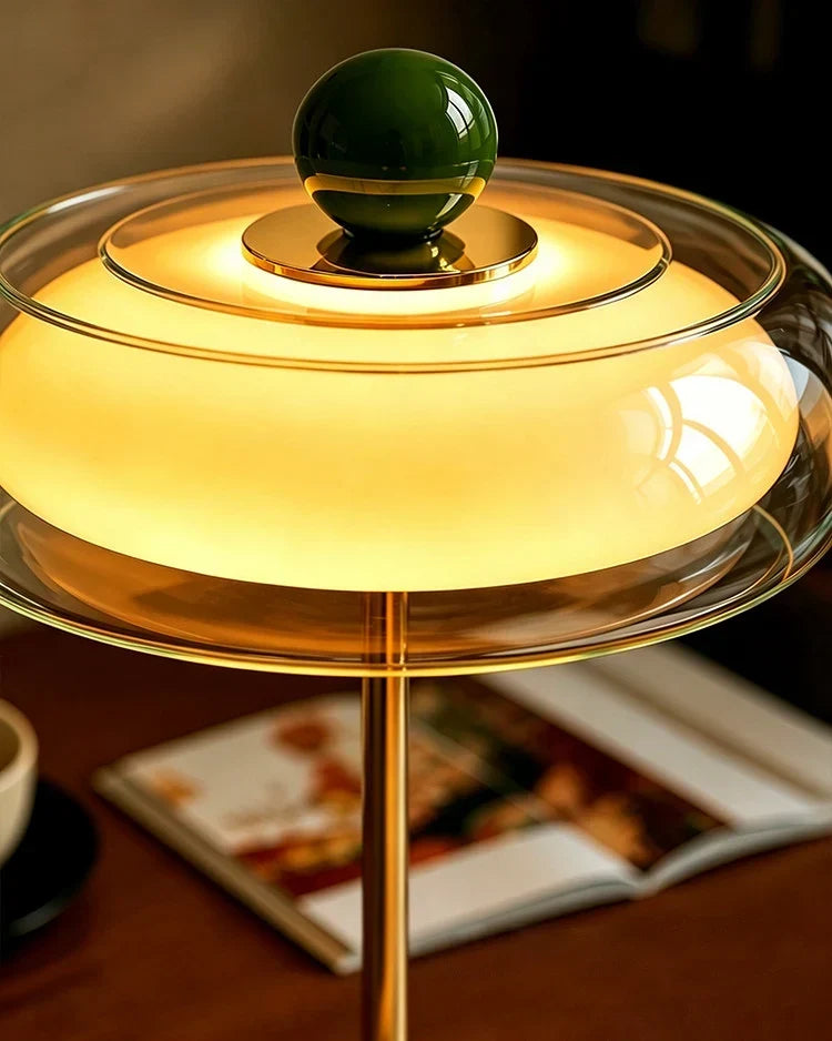 Oplaadbare glazen tafellamp met dimfunctie – retro design