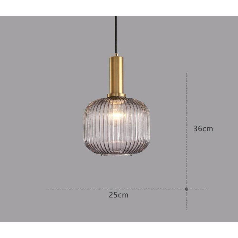 Hanglamp Ribbeldglas Vintage – Hanglamp met Gouden Fitting E27