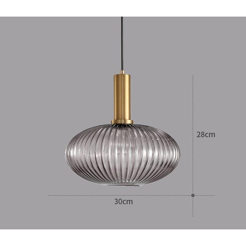 Hanglamp Ribbeldglas Vintage – Hanglamp met Gouden Fitting E27