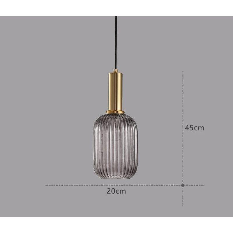 Hanglamp Ribbeldglas Vintage – Hanglamp met Gouden Fitting E27