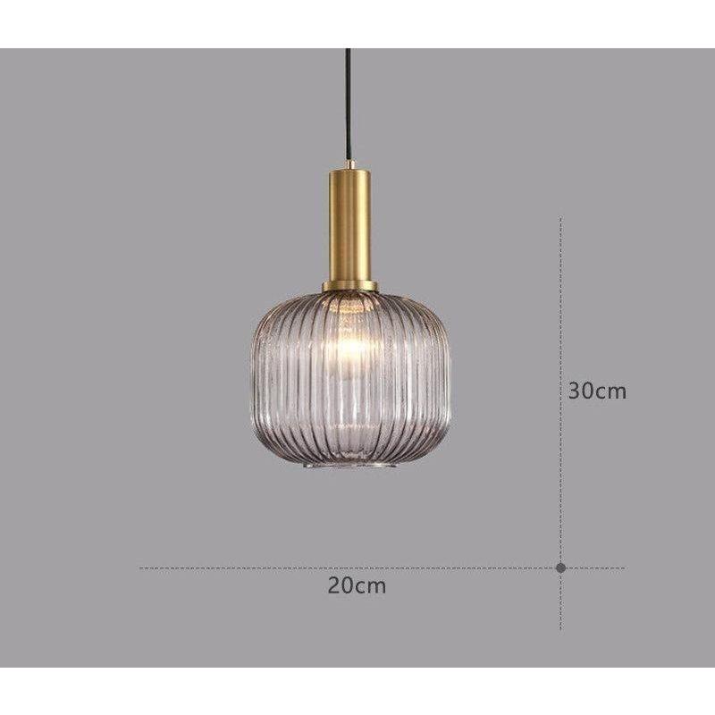 Hanglamp Ribbeldglas Vintage – Hanglamp met Gouden Fitting E27
