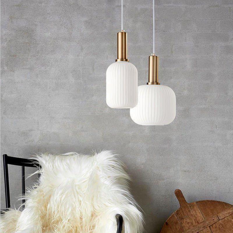 Hanglamp Ribbeldglas Vintage – Hanglamp met Gouden Fitting E27