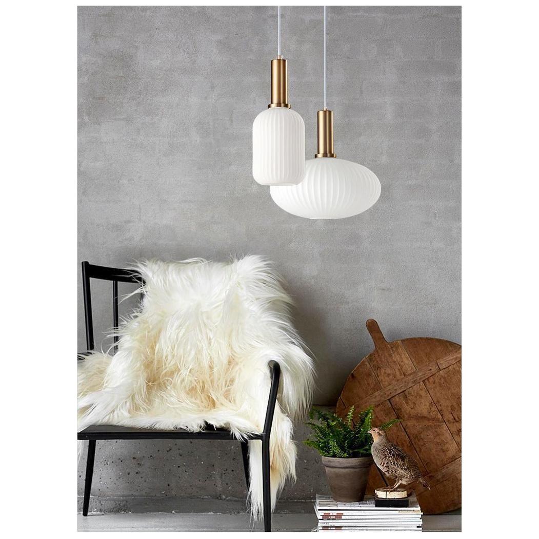 Hanglamp Ribbeldglas Vintage – Hanglamp met Gouden Fitting E27
