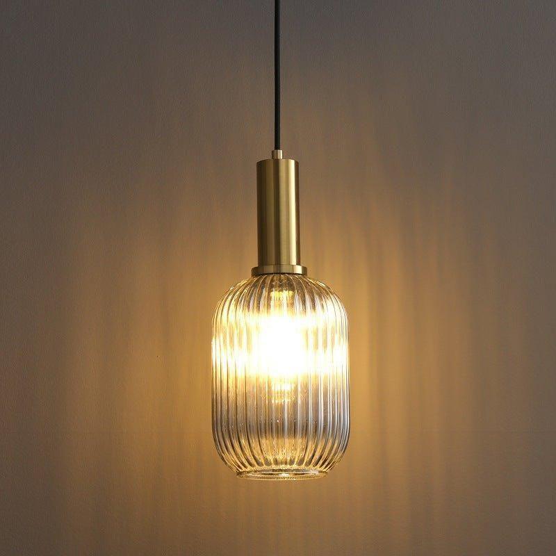 Hanglamp Ribbeldglas Vintage – Hanglamp met Gouden Fitting E27