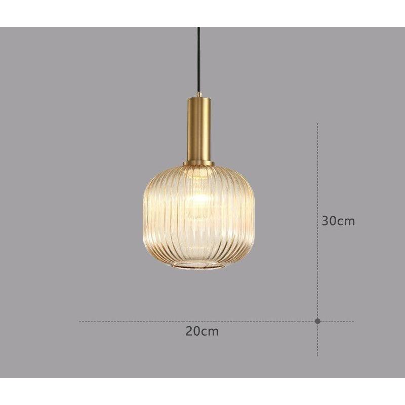 Hanglamp Ribbeldglas Vintage – Hanglamp met Gouden Fitting E27