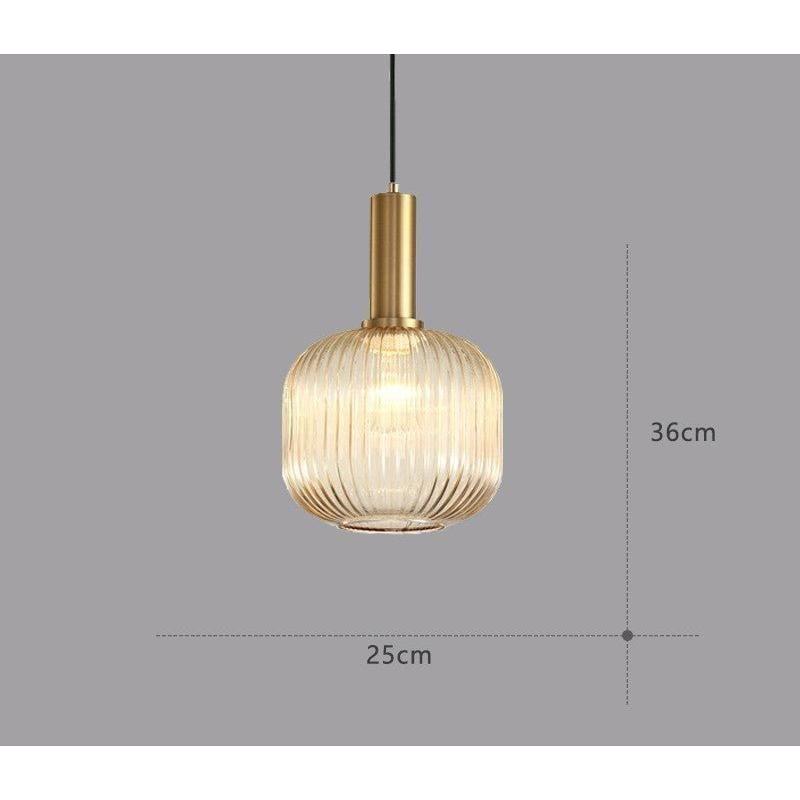 Hanglamp Ribbeldglas Vintage – Hanglamp met Gouden Fitting E27