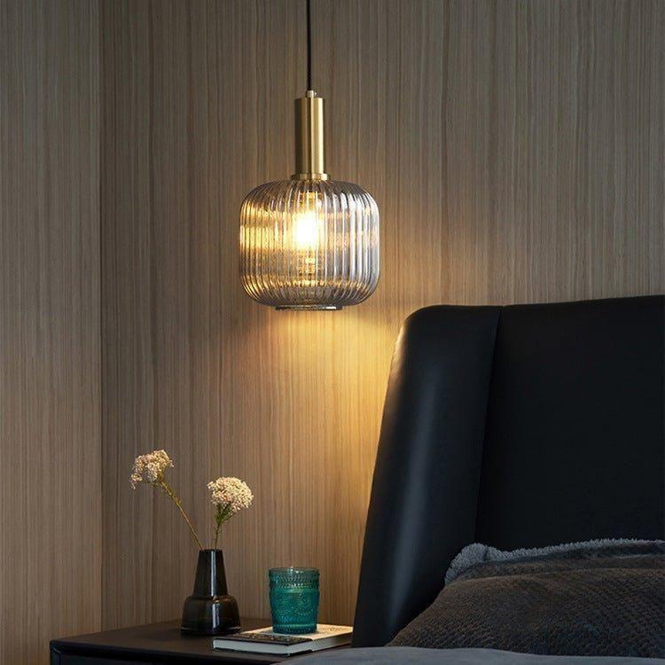 Hanglamp Ribbeldglas Vintage – Hanglamp met Gouden Fitting E27