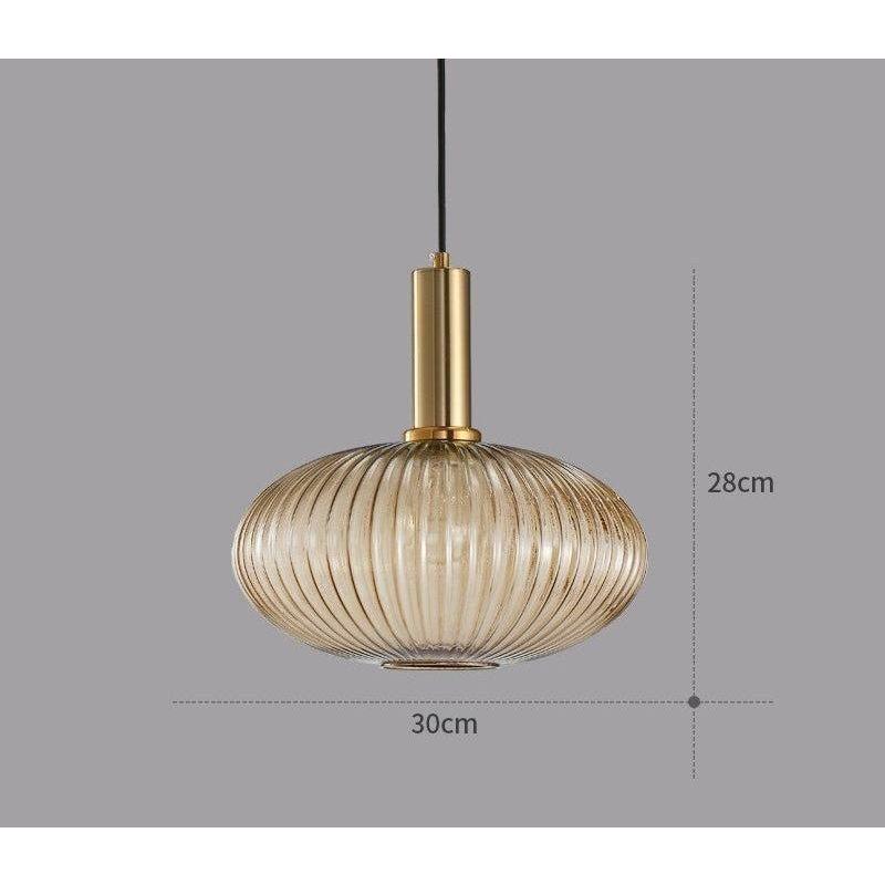 Hanglamp Ribbeldglas Vintage – Hanglamp met Gouden Fitting E27