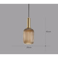 Hanglamp Ribbeldglas Vintage – Hanglamp met Gouden Fitting E27