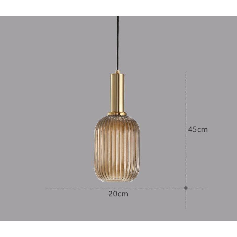 Hanglamp Ribbeldglas Vintage – Hanglamp met Gouden Fitting E27