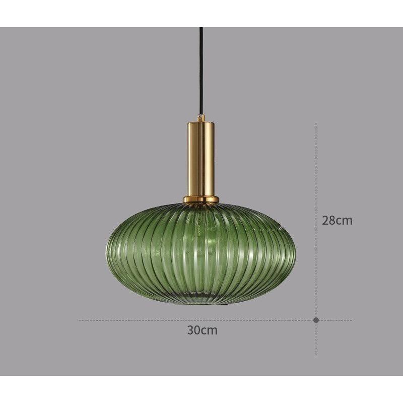 Hanglamp Ribbeldglas Vintage – Hanglamp met Gouden Fitting E27