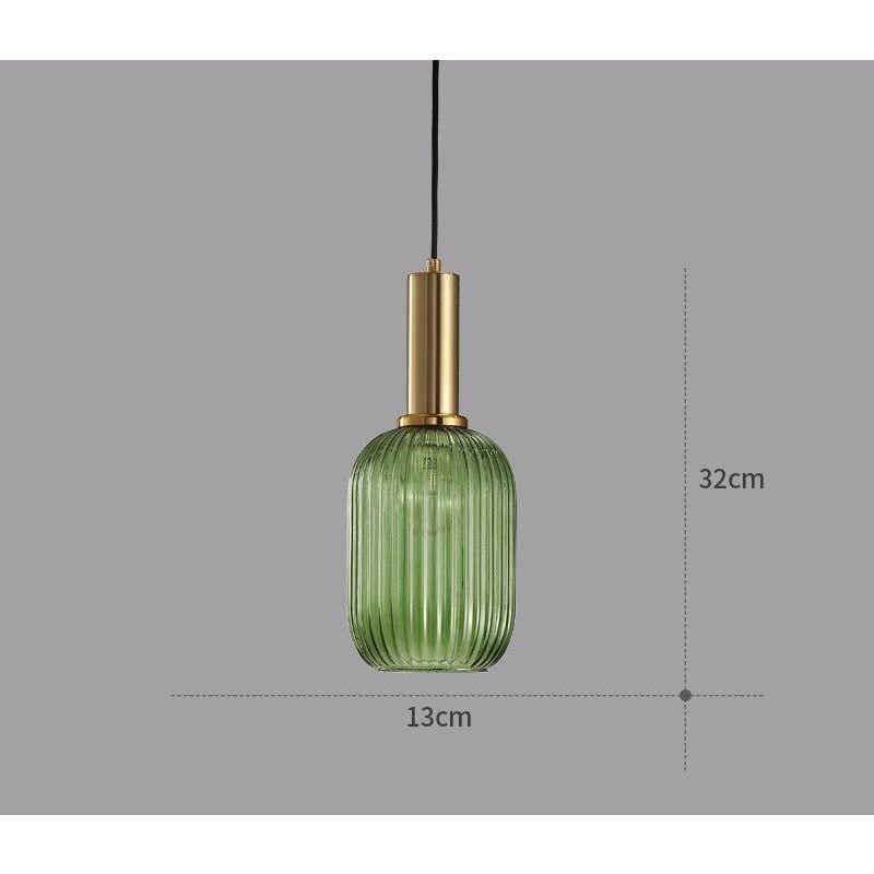 Hanglamp Ribbeldglas Vintage – Hanglamp met Gouden Fitting E27