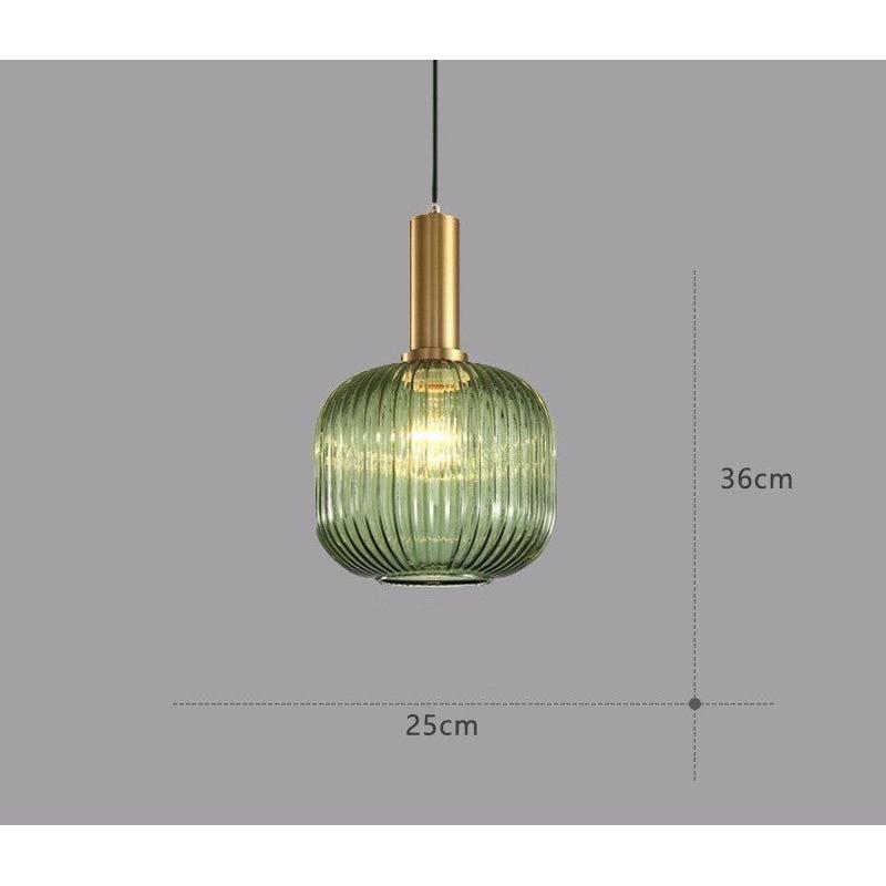 Hanglamp Ribbeldglas Vintage – Hanglamp met Gouden Fitting E27