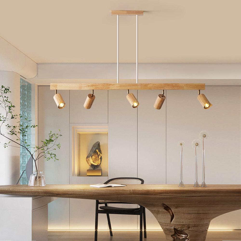 Houten plafondlamp verstelbaar – minimalistisch warmwit licht