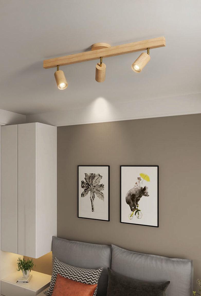 Houten plafondlamp verstelbaar – minimalistisch warmwit licht