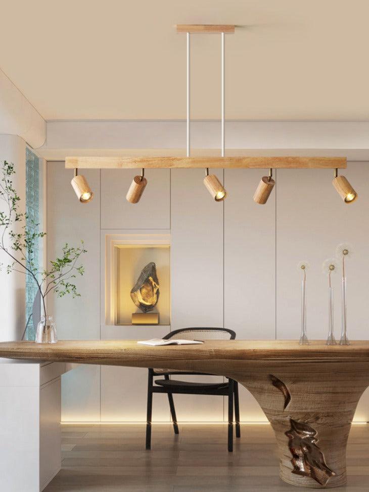 Houten plafondlamp verstelbaar – minimalistisch warmwit licht