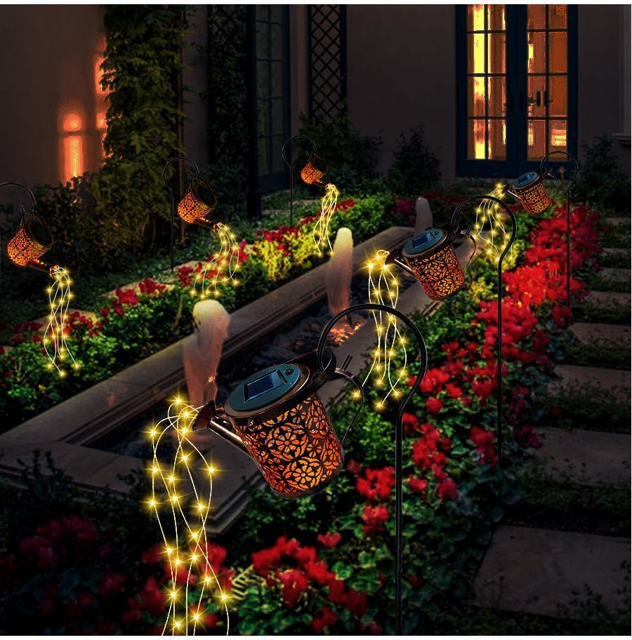 Solar gieterslamp met waterval-lichteffect voor in de tuin