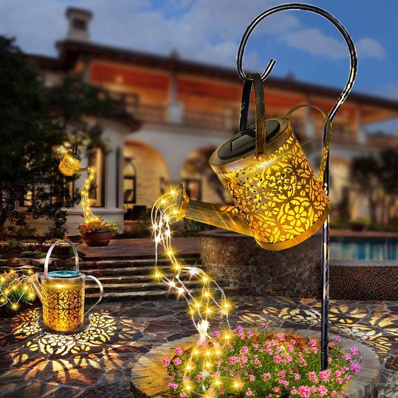 Solar gieterslamp met waterval-lichteffect voor in de tuin