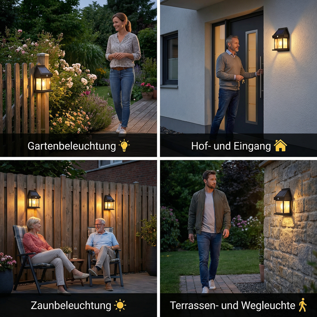 Zonne-energie LED-wandlamp met bewegingssensor voor tuin en hek