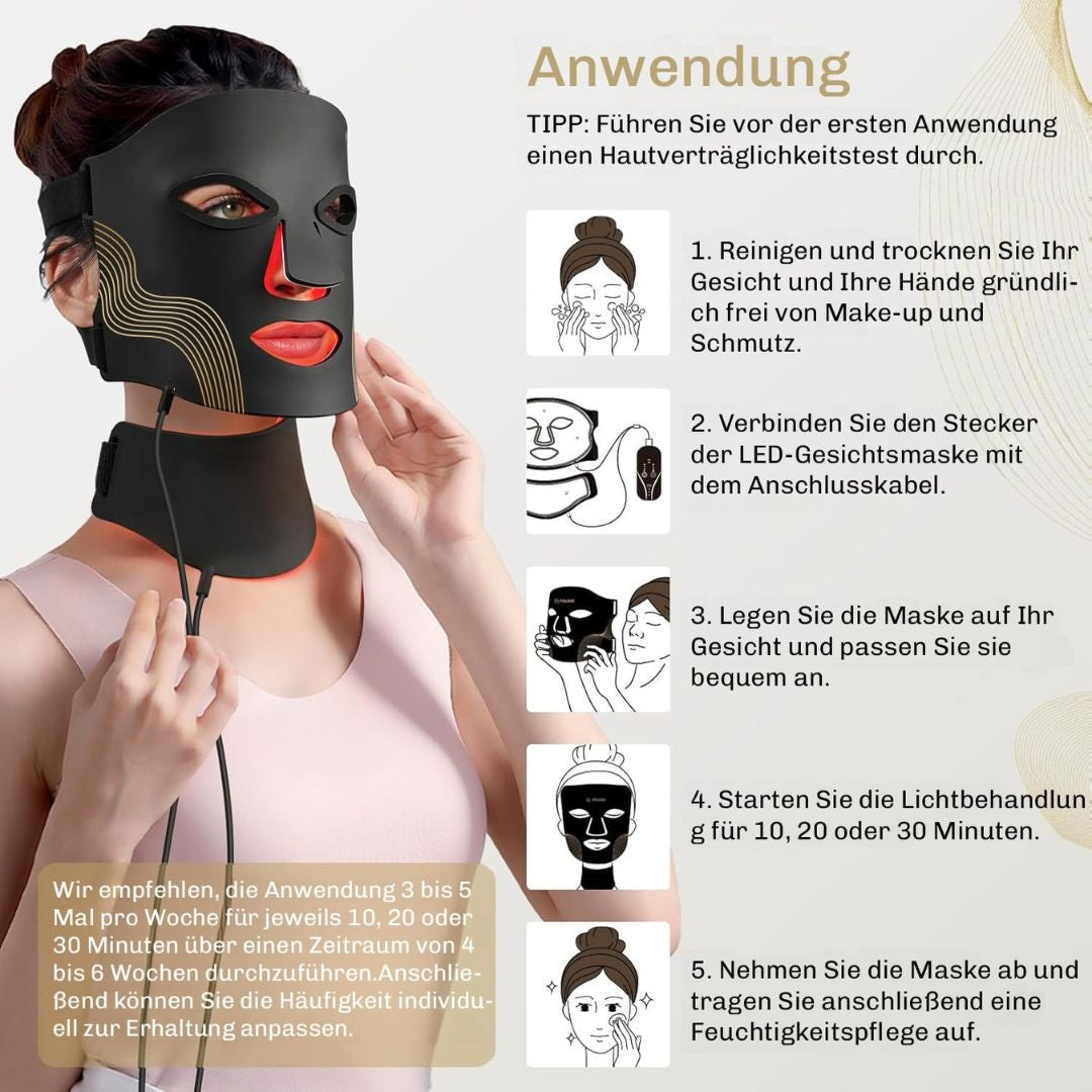 LED Gezichtsmasker met Roodlicht Therapie voor Huidverzorging Thuis