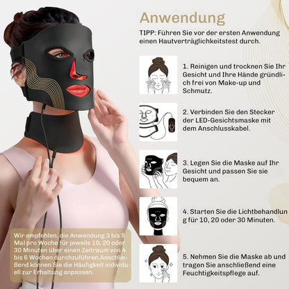 LED Gezichtsmasker met Roodlicht Therapie voor Huidverzorging Thuis