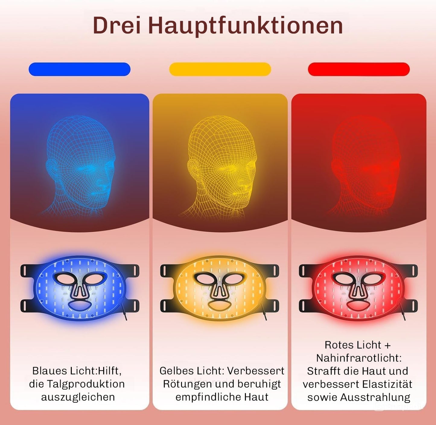 LED Gezichtsmasker met Roodlicht Therapie voor Huidverzorging Thuis