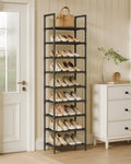 Smal schoenenrek met metalen frame en 10 etages – ruimtebesparend