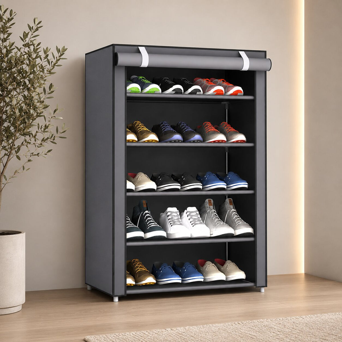 Schoenenkast met stofbescherming – schoenen overzichtelijk bewaren