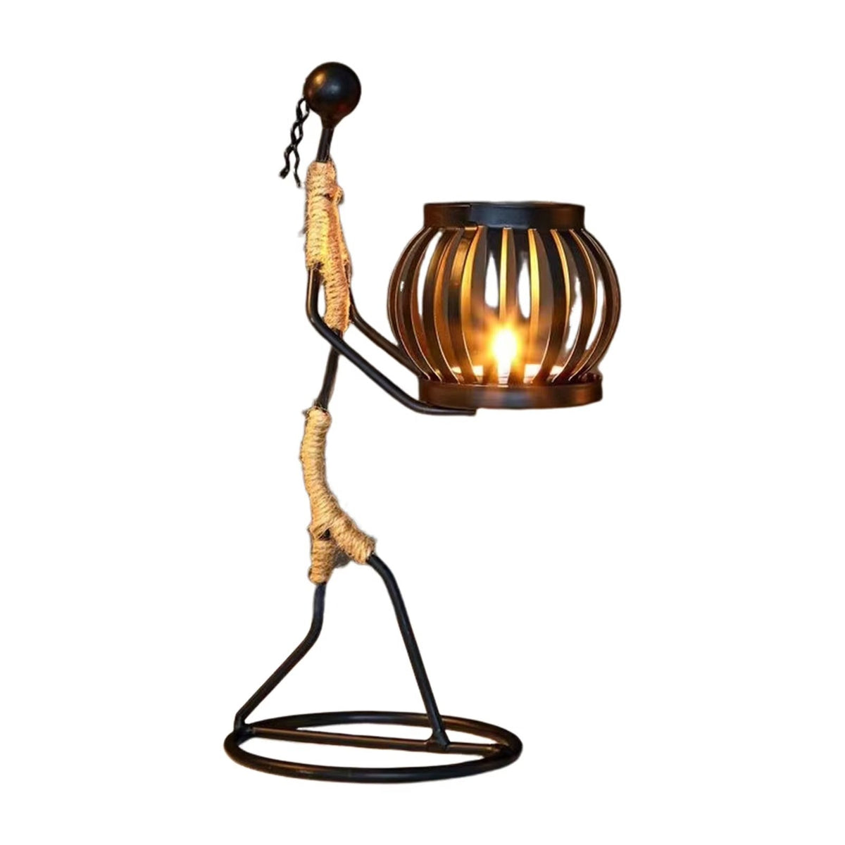 Metalen figuur kaarsenhouder vintage – decoratief windlicht voor thuis