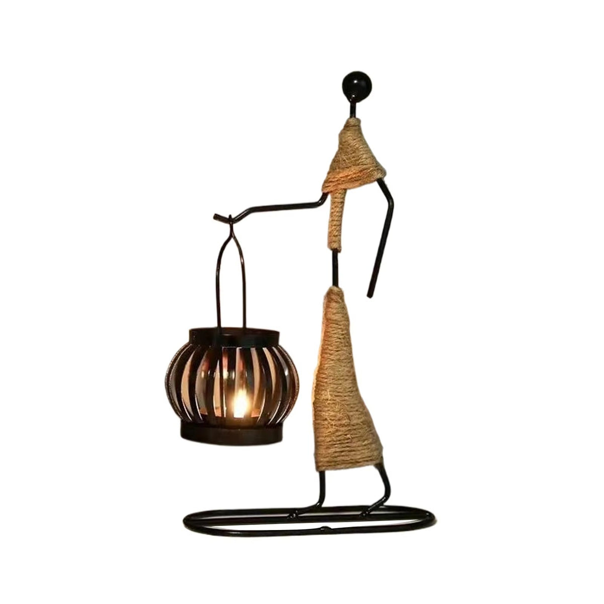 Metalen figuur kaarsenhouder vintage – decoratief windlicht voor thuis