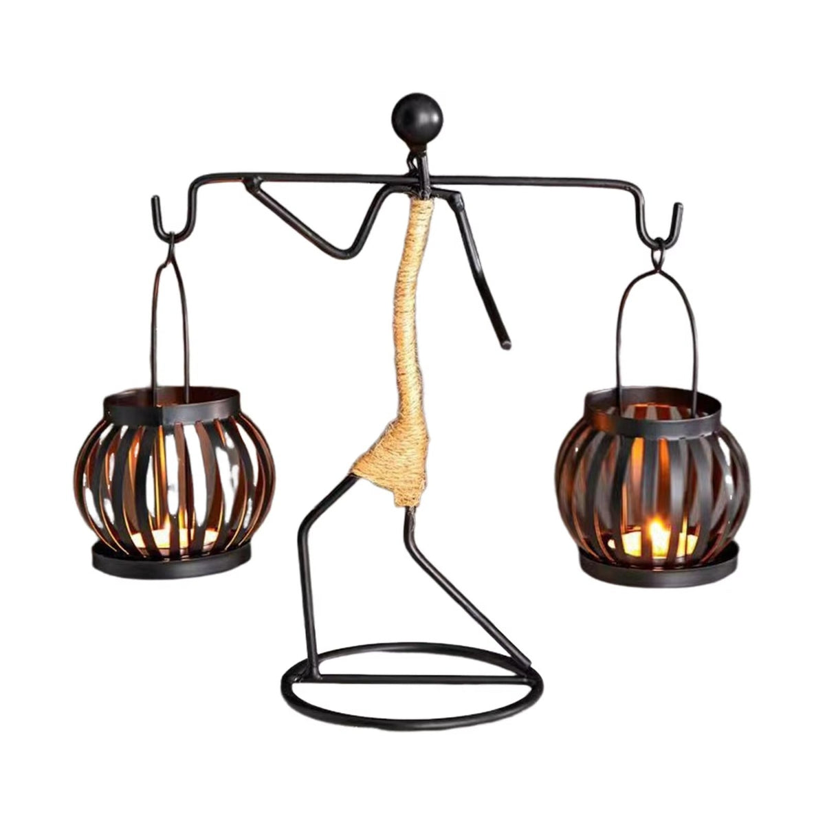 Metalen figuur kaarsenhouder vintage – decoratief windlicht voor thuis