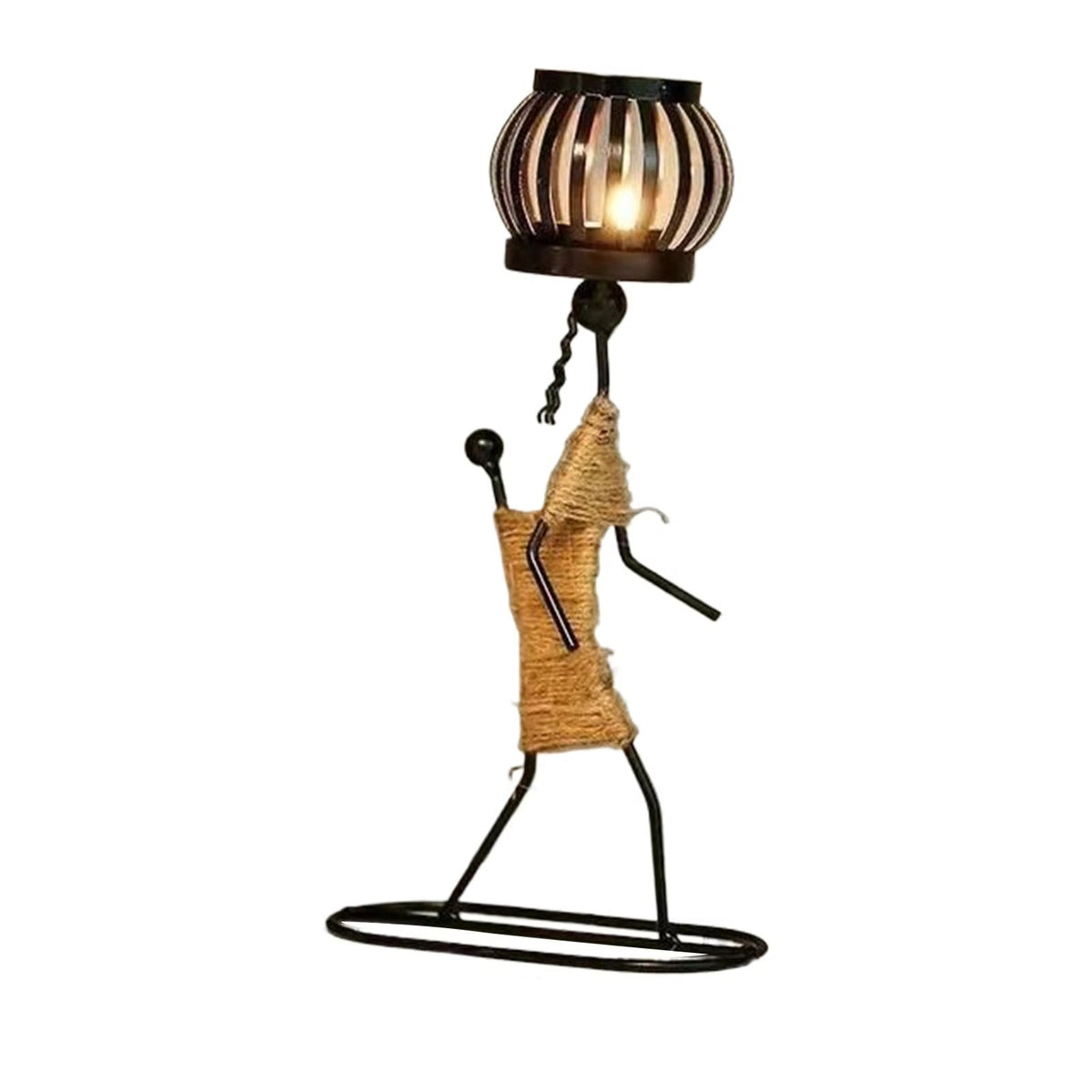Metalen figuur kaarsenhouder vintage – decoratief windlicht voor thuis