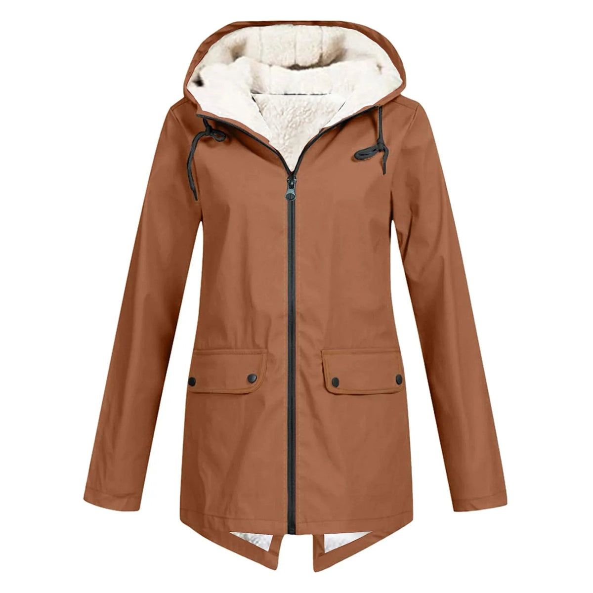 Dames winterjas met capuchon en sherpa-binnenvoering – waterafstotend
