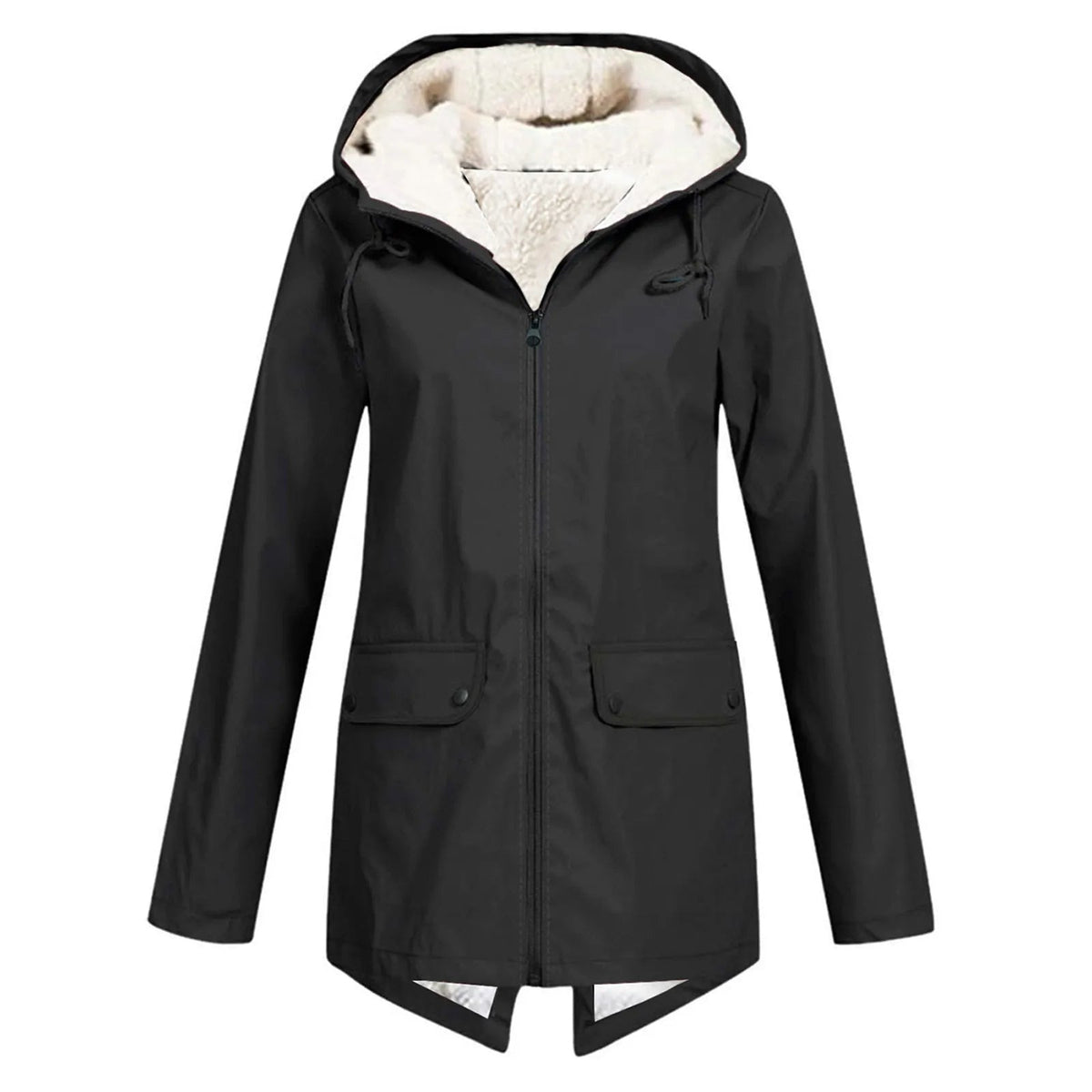 Dames winterjas met capuchon en sherpa-binnenvoering – waterafstotend
