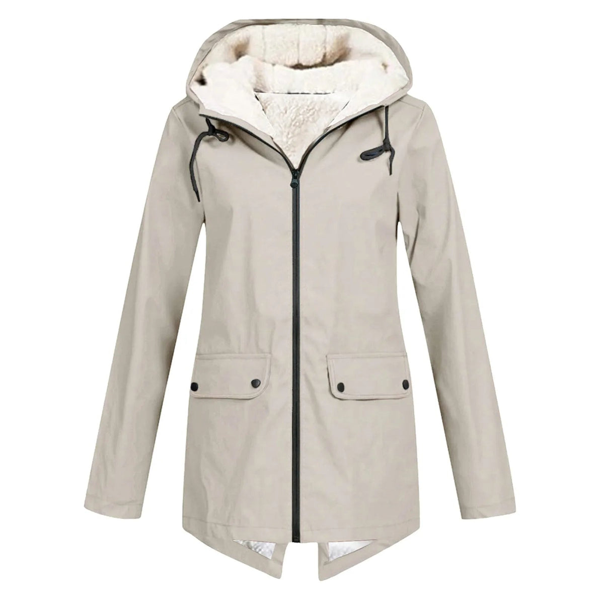 Dames winterjas met capuchon en sherpa-binnenvoering – waterafstotend