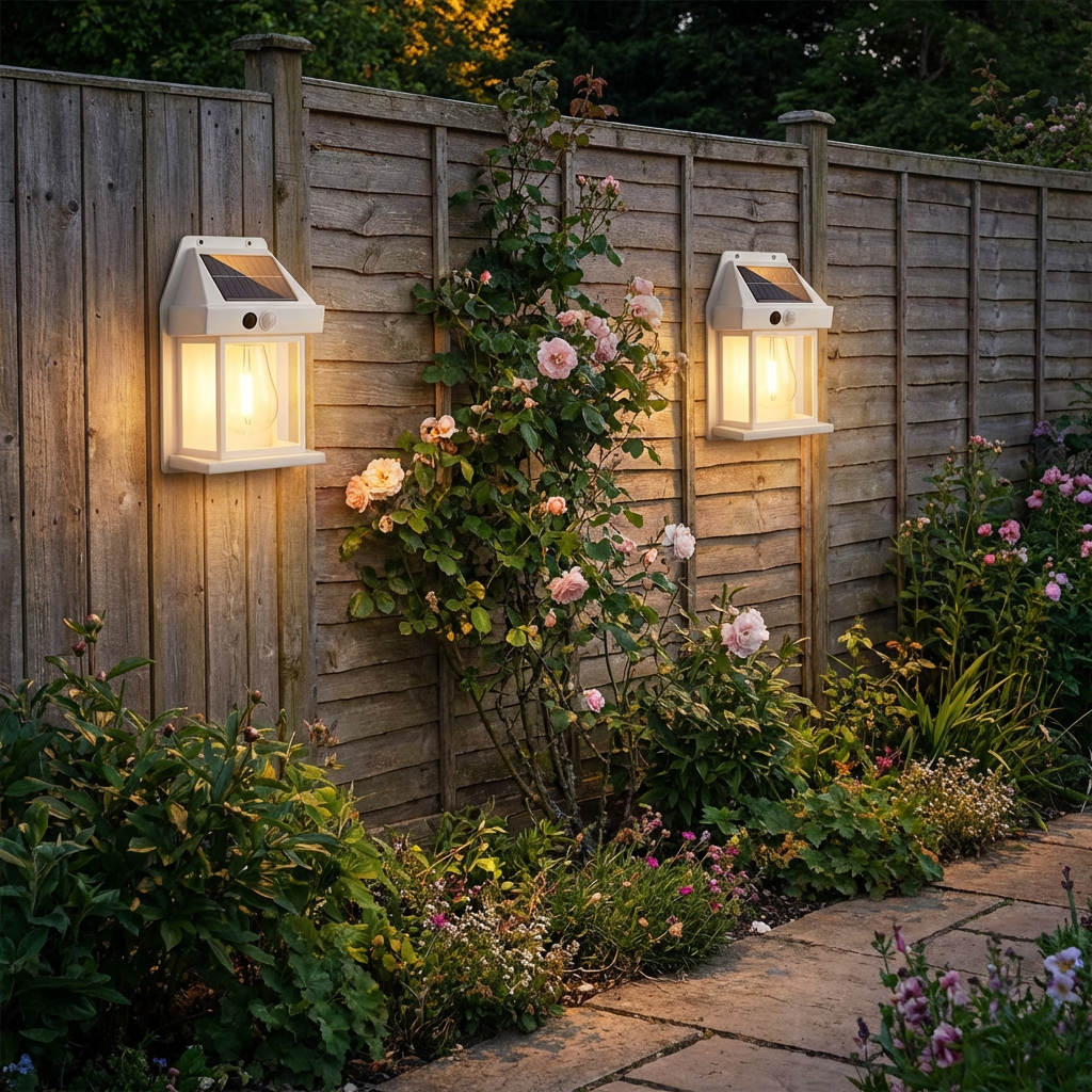 Zonne-energie LED-wandlamp met bewegingssensor voor tuin en hek