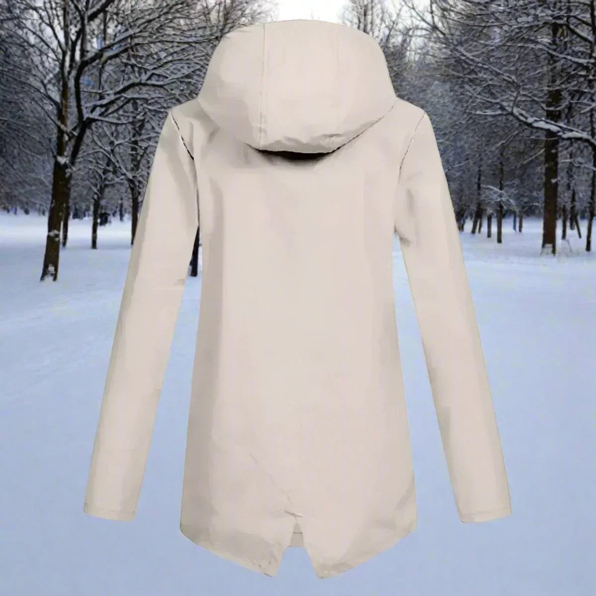 Waterdichte damesregenjas met capuchon – Longline rits