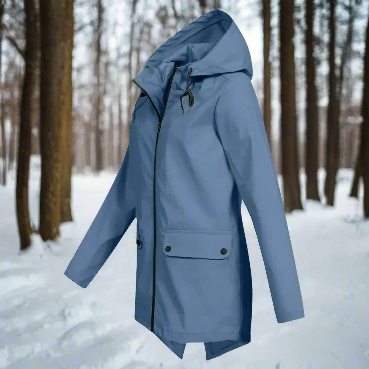 Waterdichte damesregenjas met capuchon – Longline rits