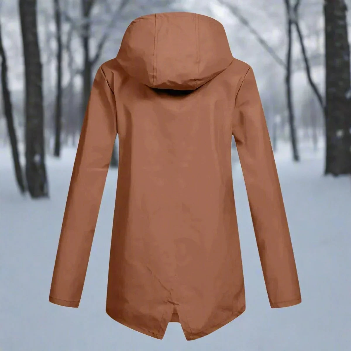 Waterdichte damesregenjas met capuchon – Longline rits