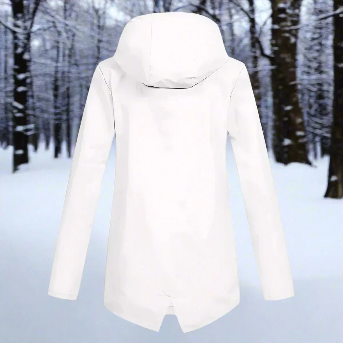 Waterdichte damesregenjas met capuchon – Longline rits