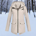 Waterdichte damesregenjas met capuchon – Longline rits