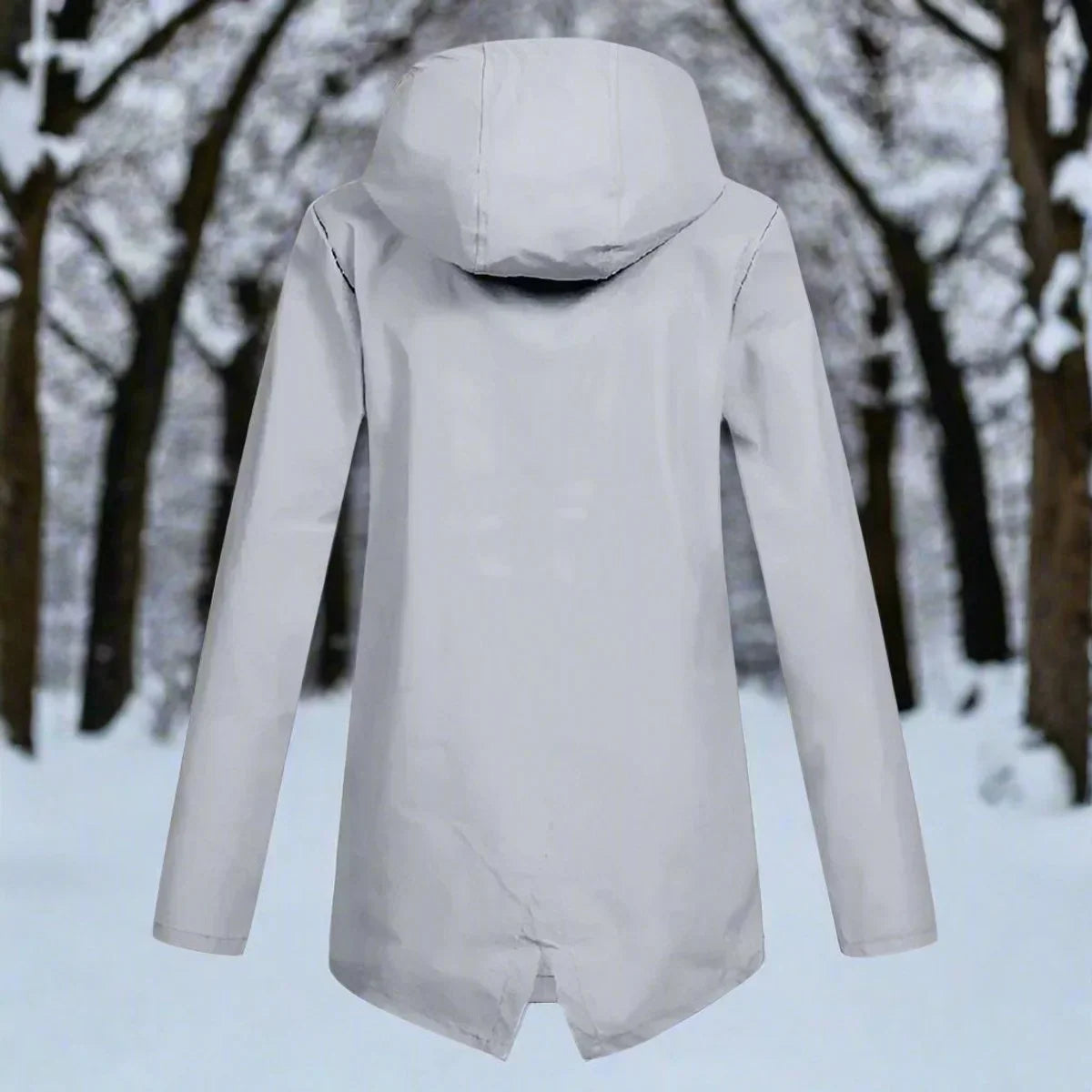 Waterdichte damesregenjas met capuchon – Longline rits