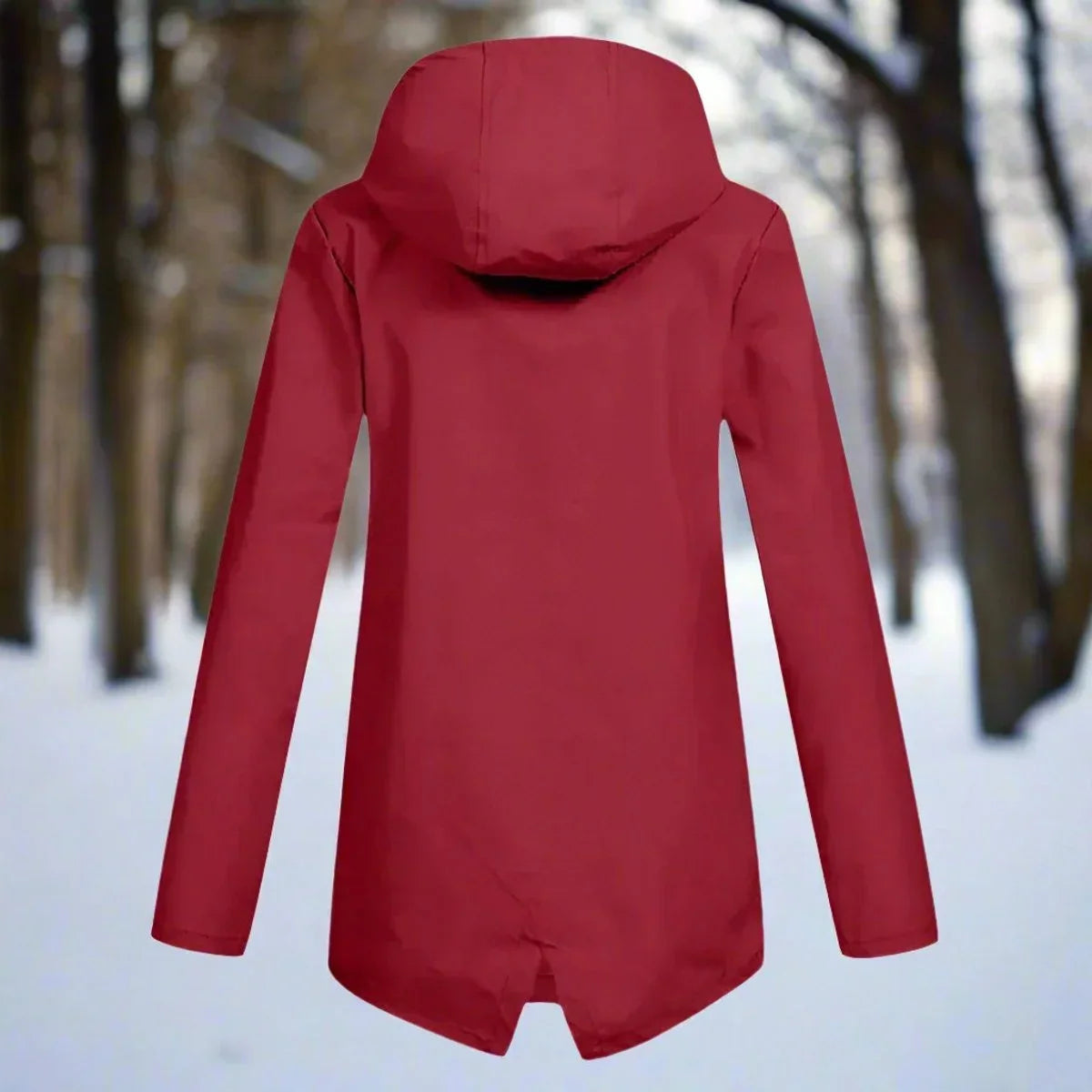 Waterdichte damesregenjas met capuchon – Longline rits